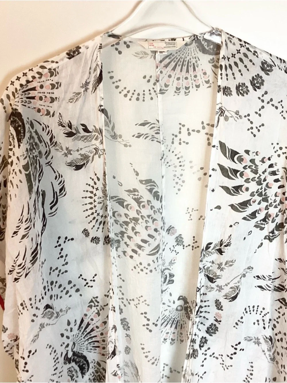 Odd Molly Boho 100% Cotton Bird Print Swim Cover Up - White - One Size - Picture 2 of 9
